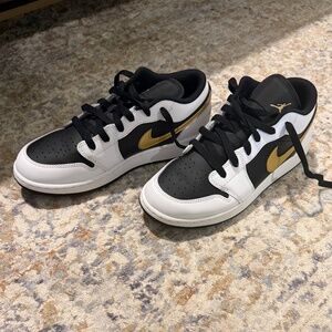 Air Jordan 1 Low Gold Swoosh Sneakers